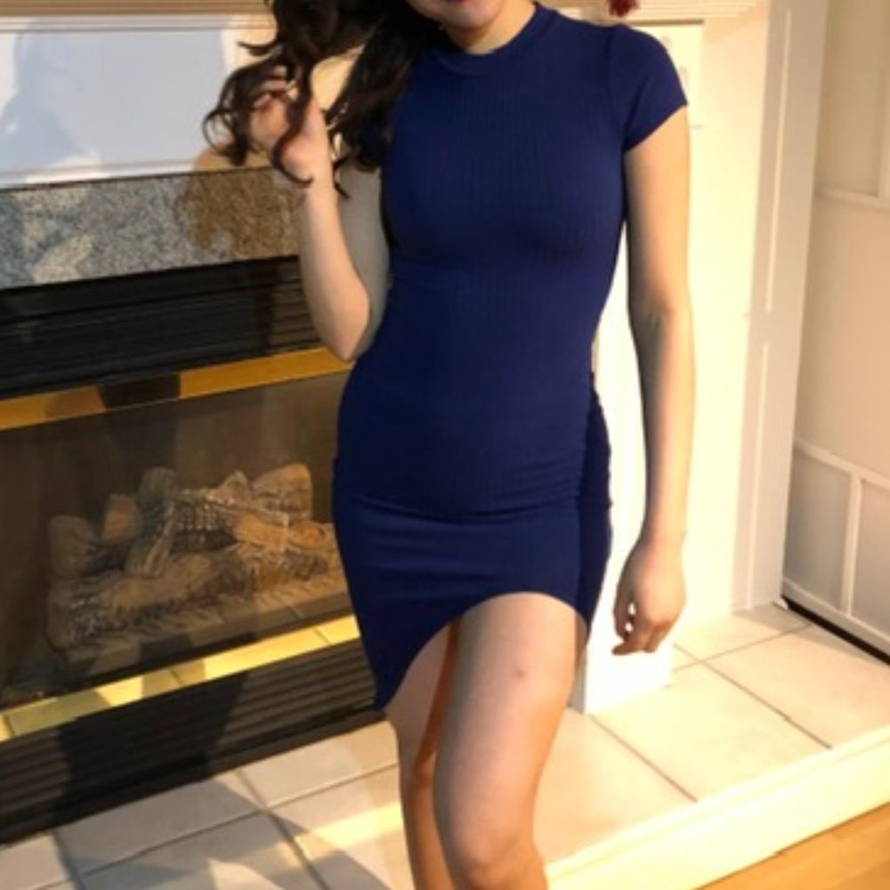 Blue asymmetrical dress